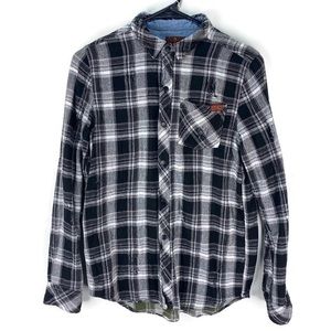 7 for all Mankind Plaid Button Up Flannel Shirt Distressed